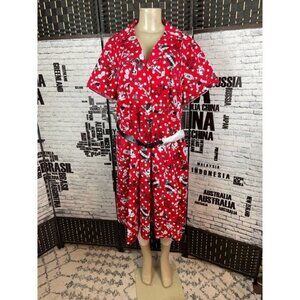 Retro Chic Torrid Plus 18 Red Skull-Rose-Love Graphic Short Sleeve Midi Dress